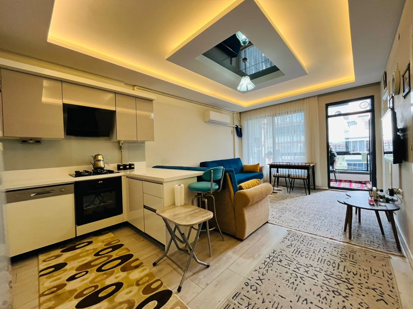 YÜKSELDEN "ÖN CEPHE ARA KAT" FULL EŞYALI KOMBİLİ LÜX 1+1 DAİRE