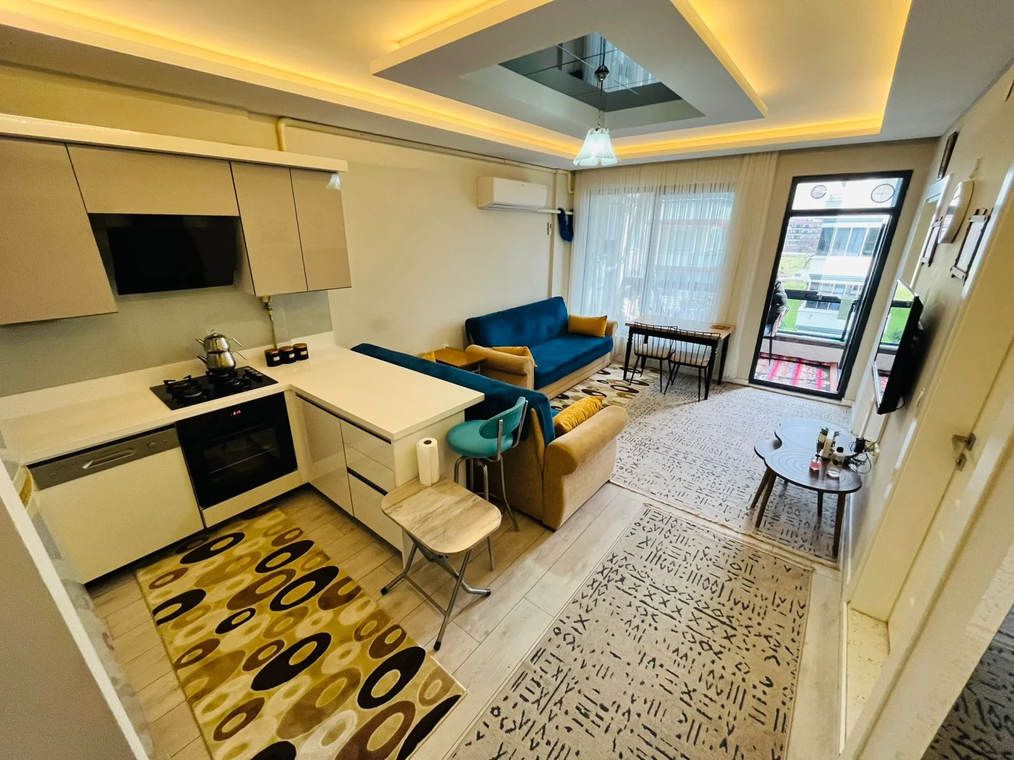 YÜKSELDEN "ÖN CEPHE ARA KAT" FULL EŞYALI KOMBİLİ LÜX 1+1 DAİRE